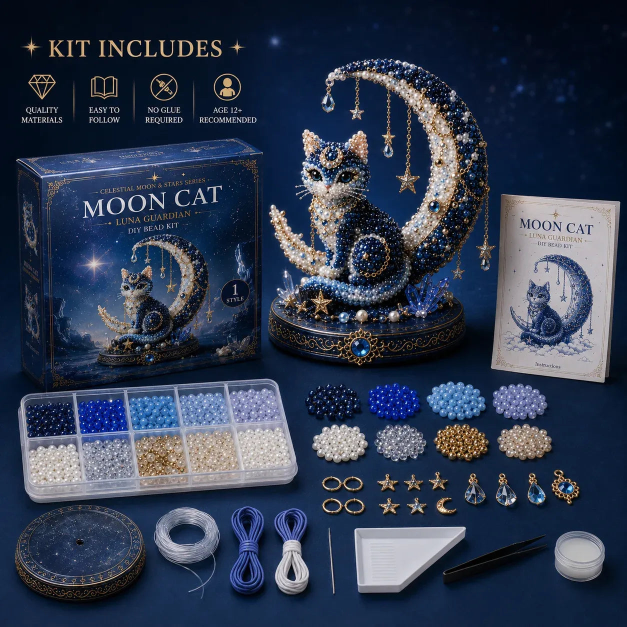 DIY Bead Kit includes beads charms string tools and instruction guide