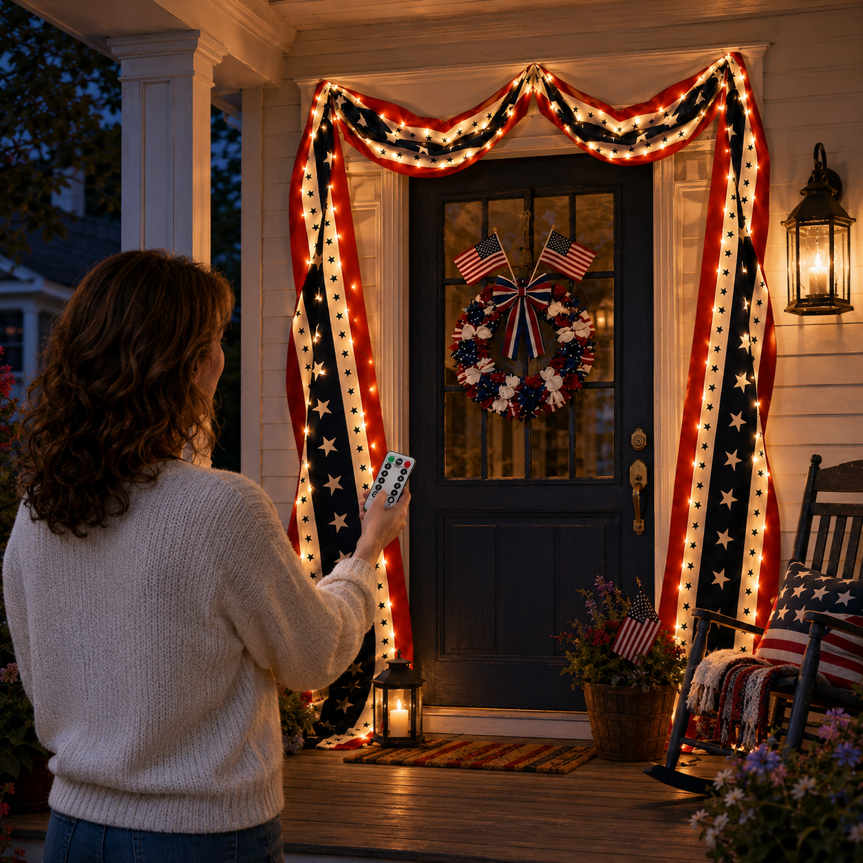 299.2" Lighted Patriotic USA Banner With Remote