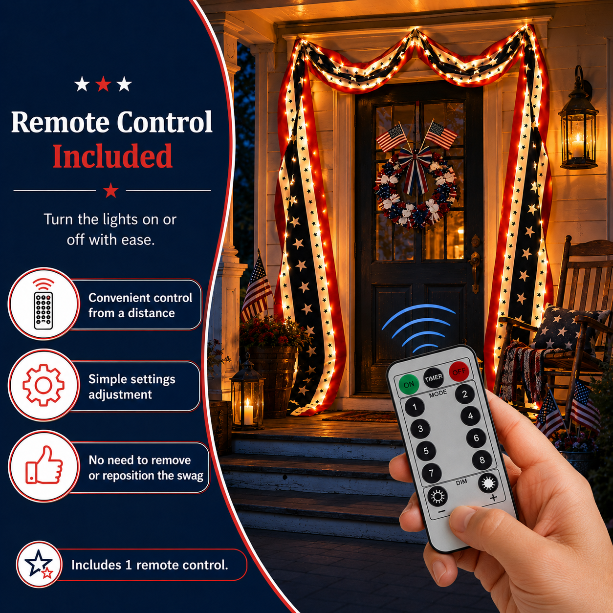 299.2" Lighted Patriotic USA Banner With Remote