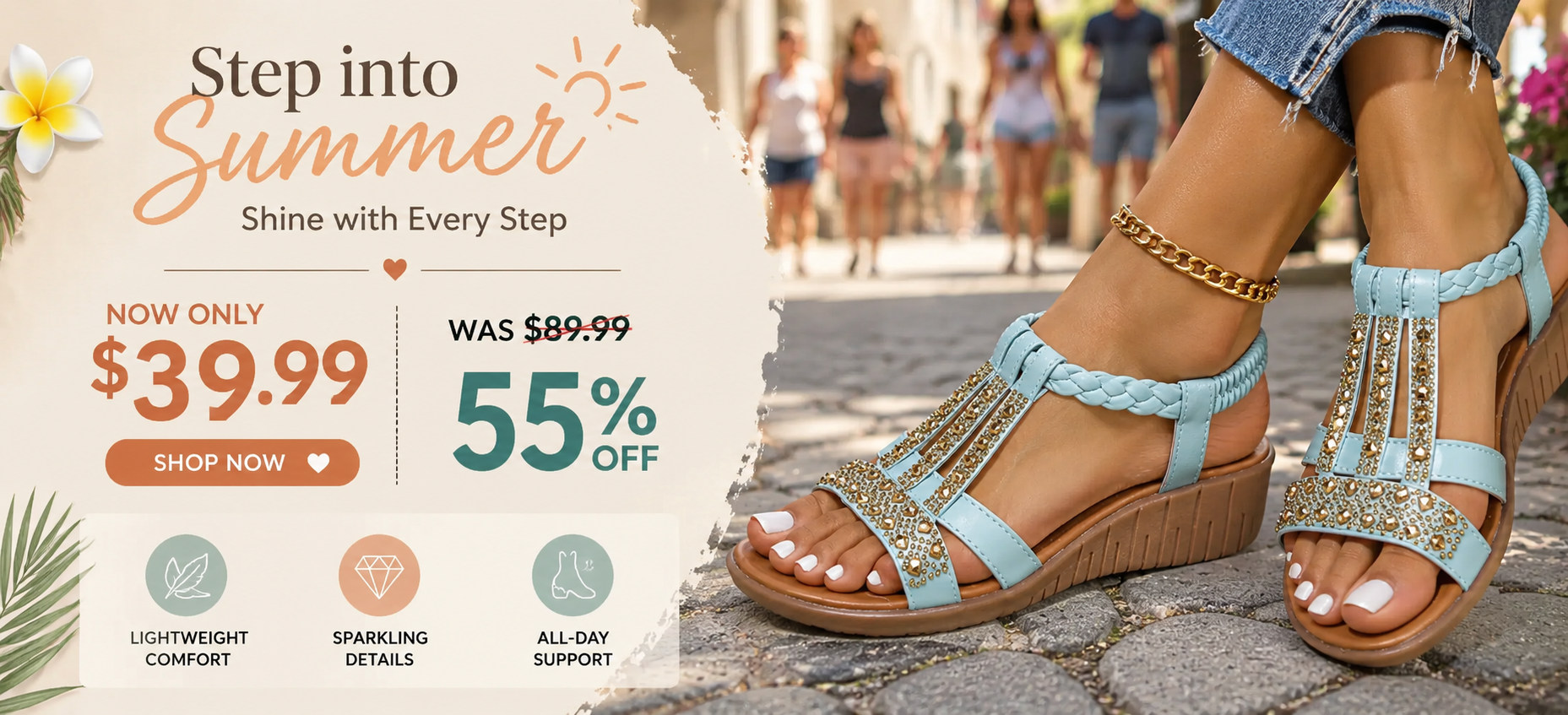 PLACEHOLDER: sale price image showing $39.99, original $89.99, and 55% OFF promotion