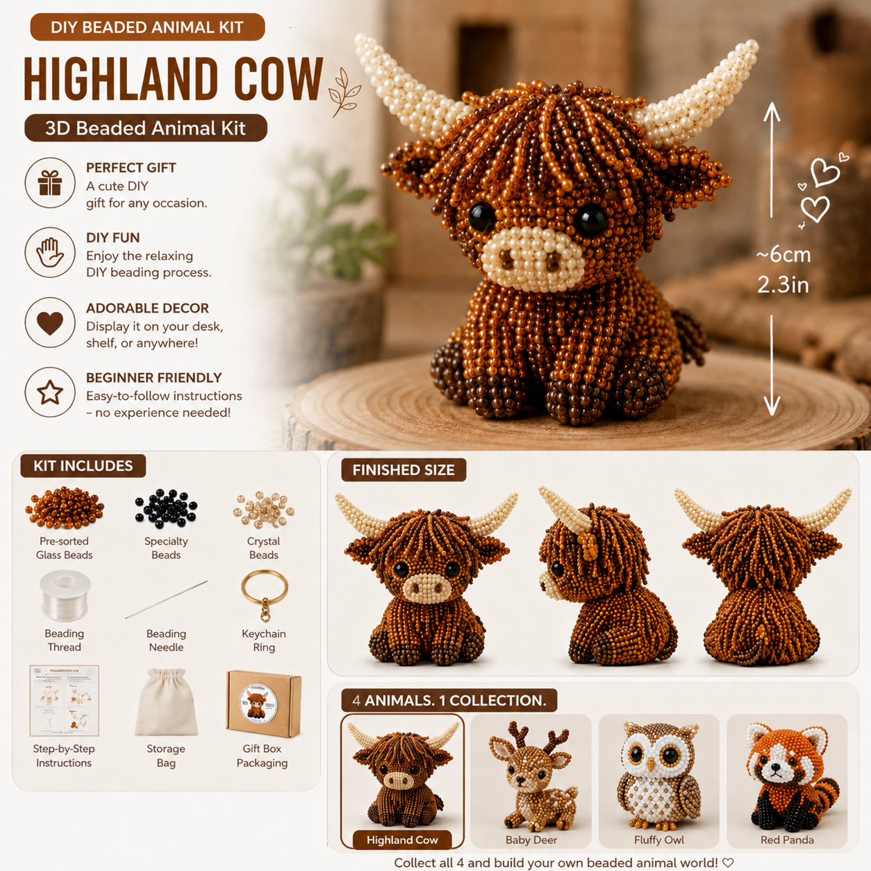 🧵✨ Tiny 3D Beaded Animal DIY Kit
