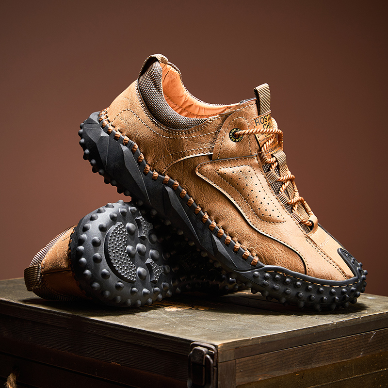 (⏰70%OFF🔥)Men’s Vintage Leather Hiking Shoes – Genuine Leather, Orthopedic Arch Support, Wide Toe Box, Waterproof, Breathable, Hand-Sewn, Non-Slip, Lightweight Shoes for Driving & Walking