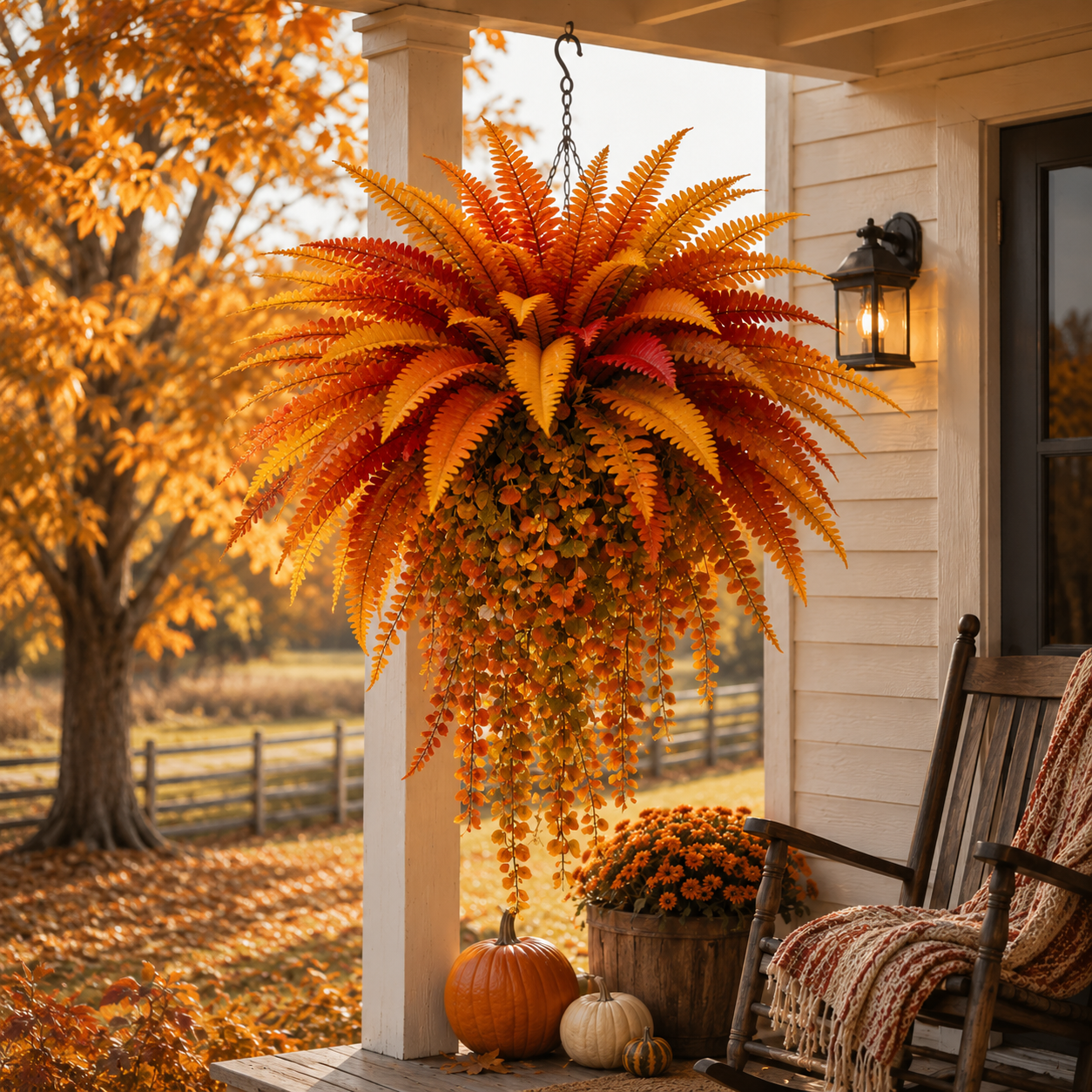 🍂 ARTIFICIAL FALL HARVEST HANGING BASKET - UV-Resistant, Wind-Resistant & Fade-Resistant