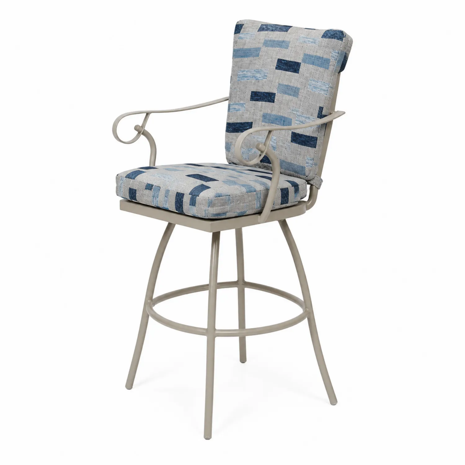 Sgabello da bar in Metallo con Cuscino in Poliestere Grigio/Blu-elvexium