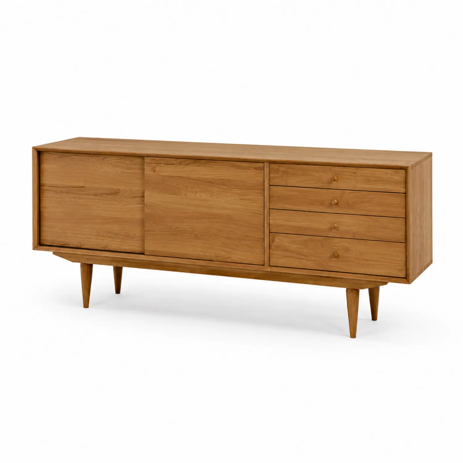 Credenza Moderna in Legno Massello con Ante Scorrevoli e Cassetti-elvexium