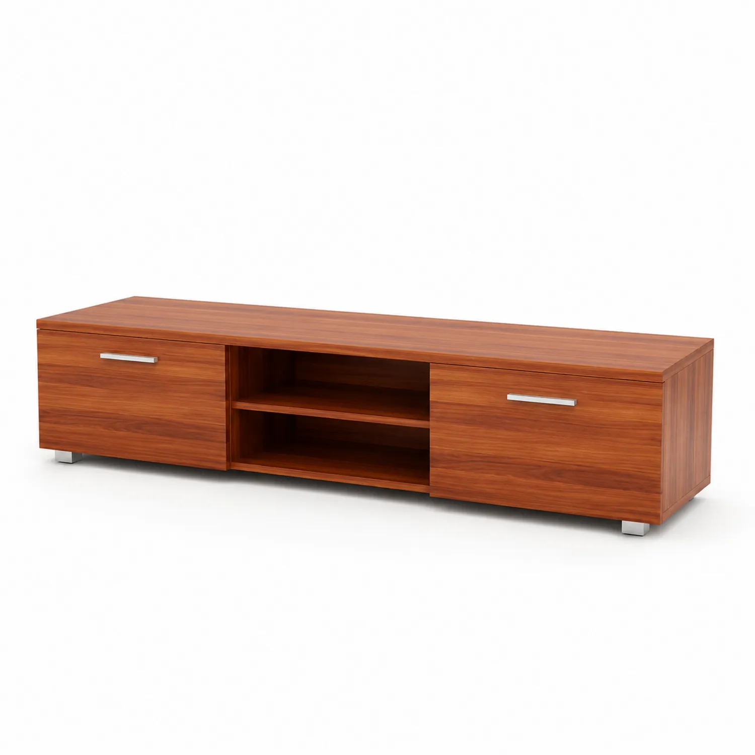 Mobile TV in legno con maniglie metalliche Noce-elvexium