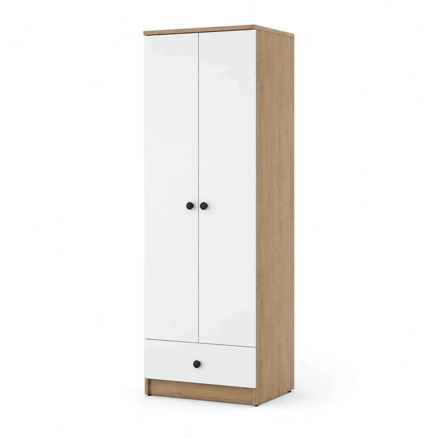 Armadio in MDF e Truciolare Bianco e Effetto Legno-elvexium