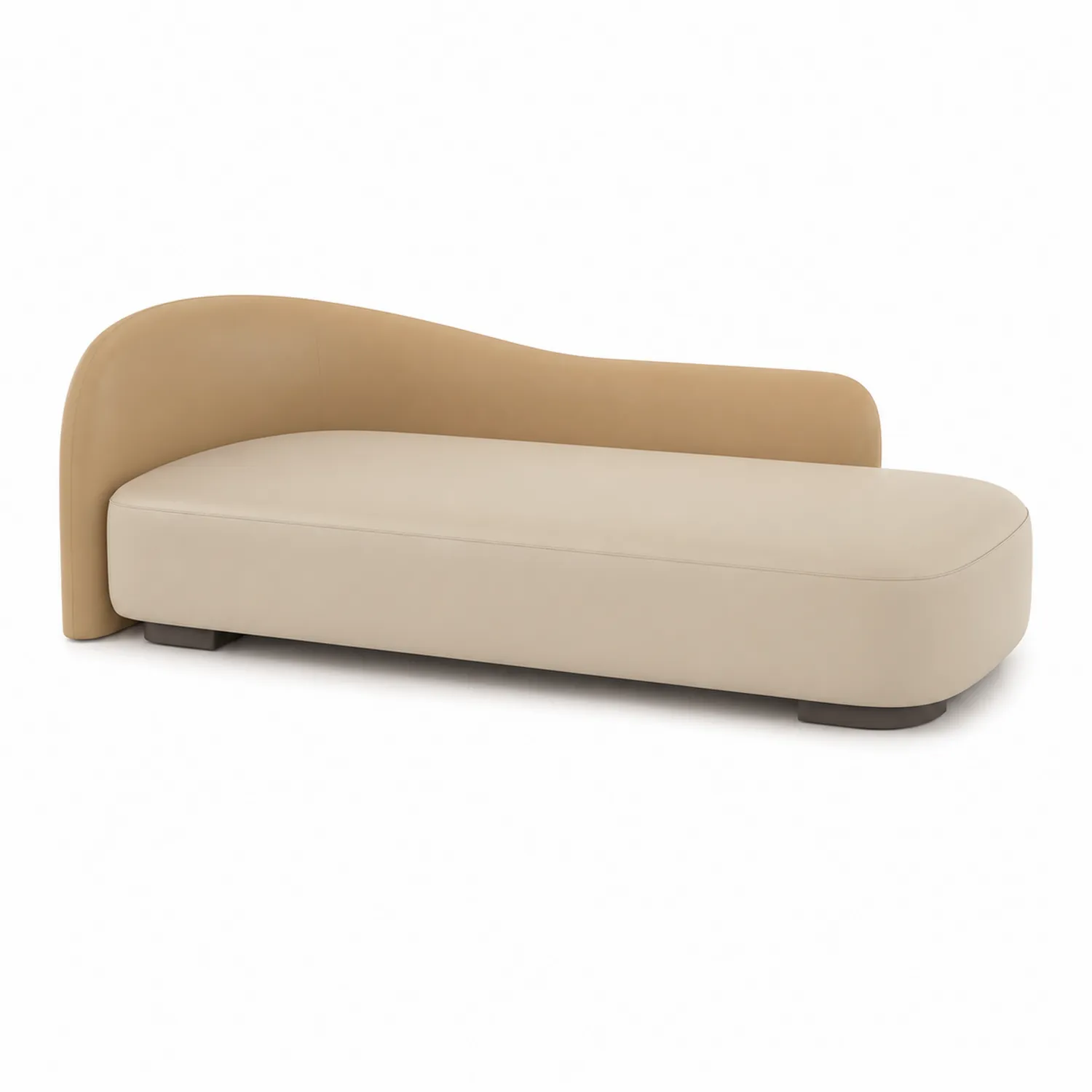 Chaise Longue in Ecopelle Beige e Marrone-elvexium