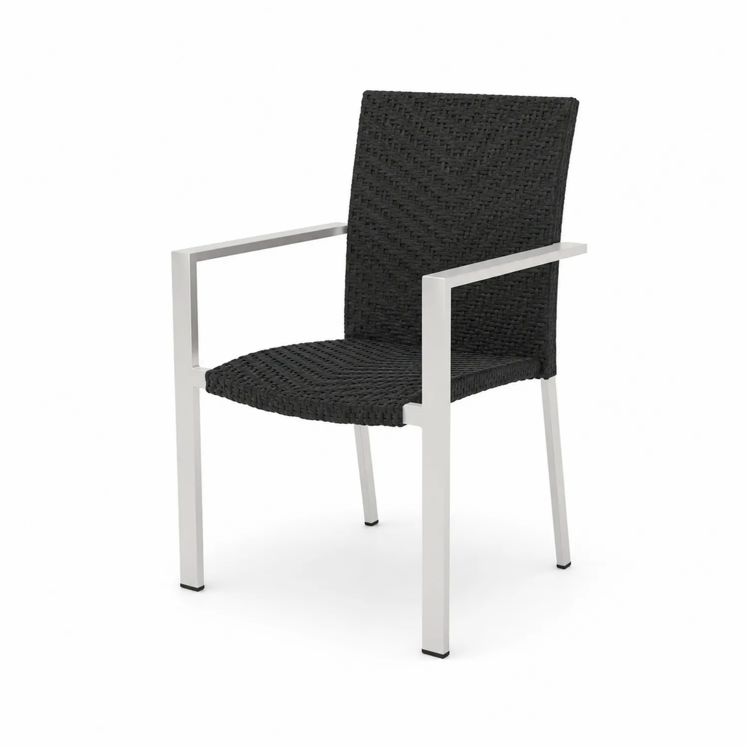 Sedia in Alluminio e Rattan Nero-elvexium