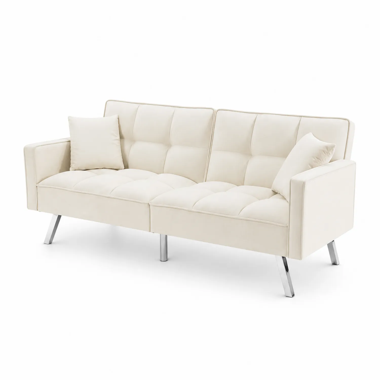 Divano in tessuto con gambe in metallo cromato Beige crema-elvexium