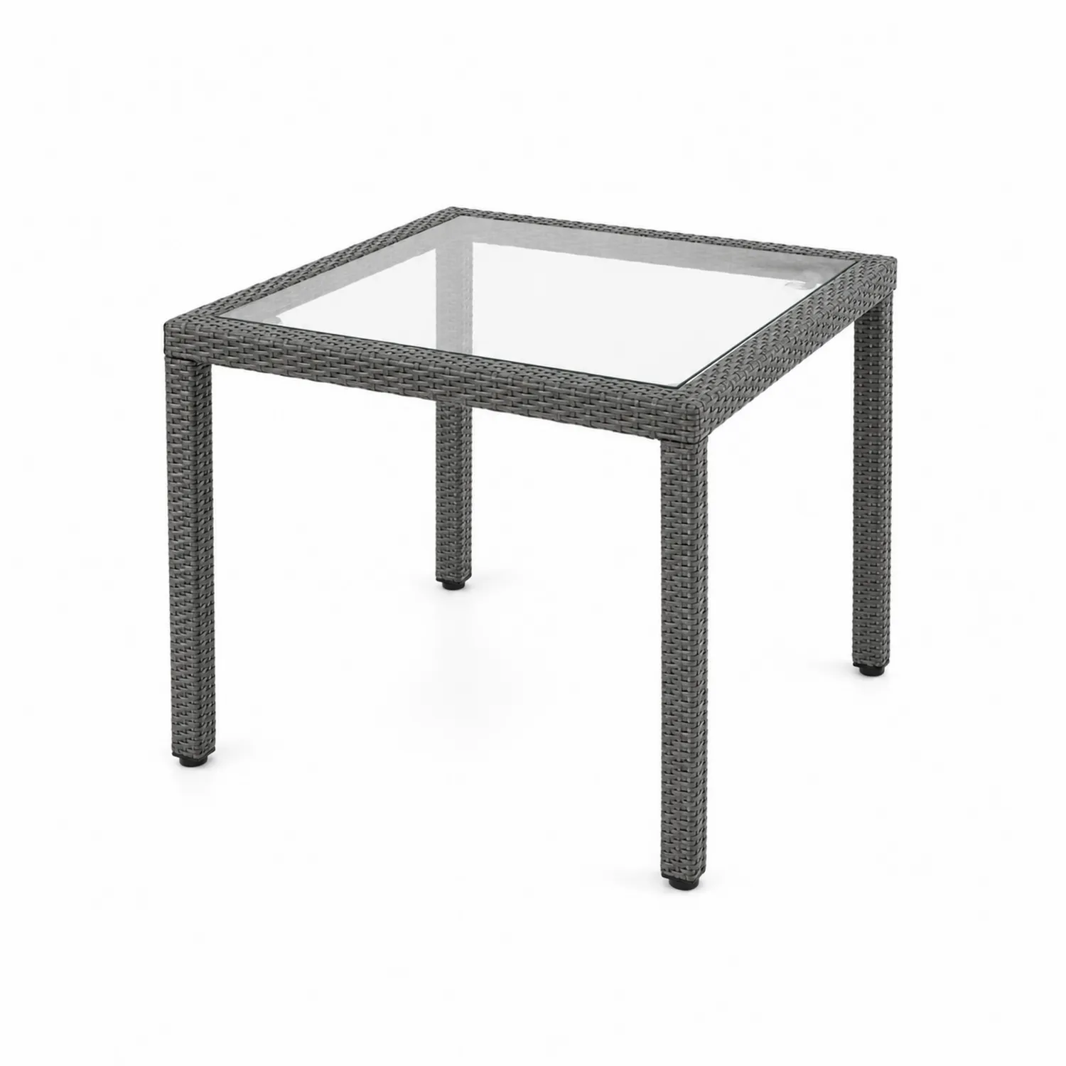 Tavolo da Giardino in Rattan con Piano in Vetro Temperato 90x90x75 cm-elvexium
