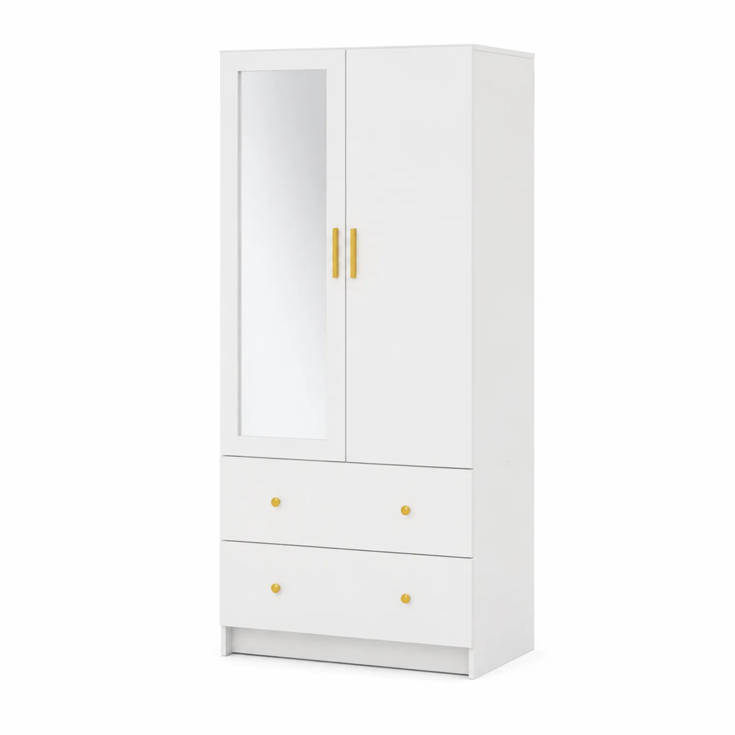 Armadio Bianco con Specchio e Cassetti-elvexium
