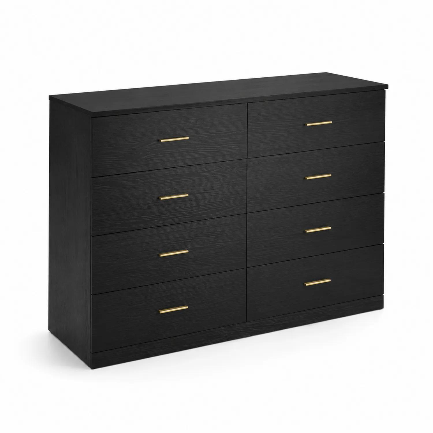 Cassettiera in legno con maniglie in acciaio nera 120x85x40 cm-elvexium