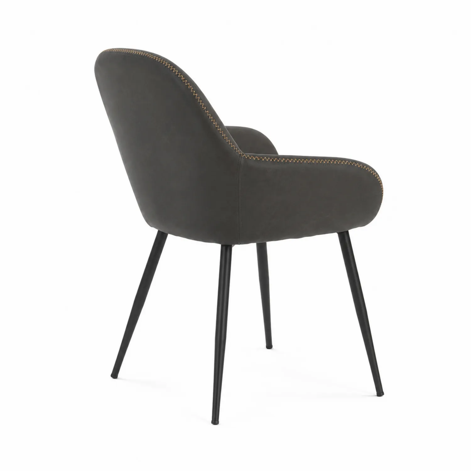 Sedia da pranzo in pelle sintetica con gambe in metallo nero, colore Grigio Scuro-elvexium