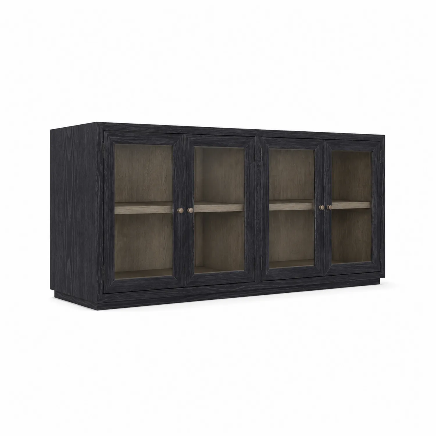 Credenza in legno con ante in vetro temperato nera-elvexium