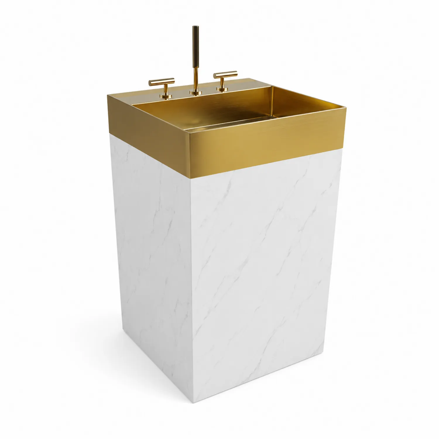 Lavabo in Marmo con Metallo Dorato-elvexium