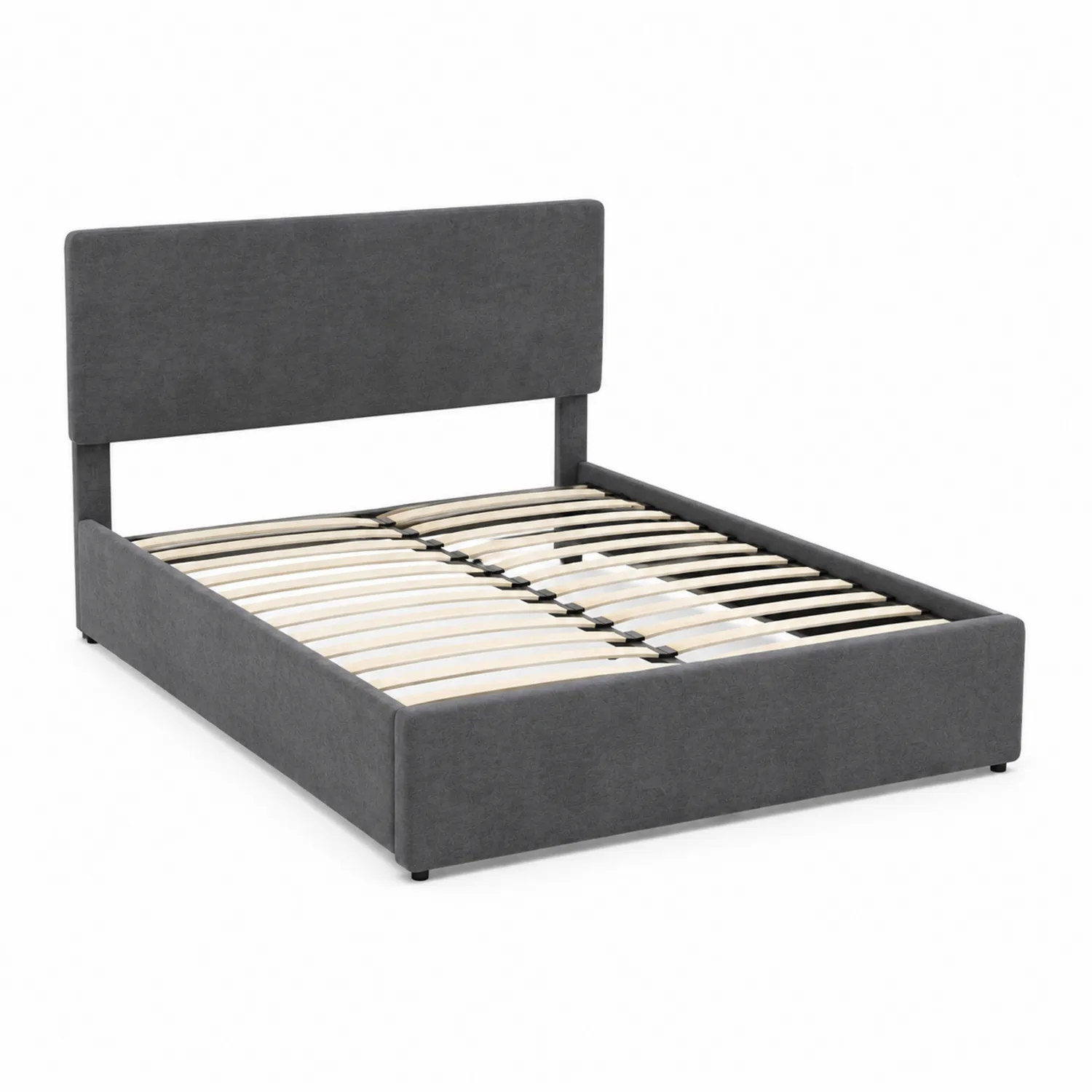 Letto con Testiera Imbottita in Tessuto Grigio 200x160 cm-elvexium