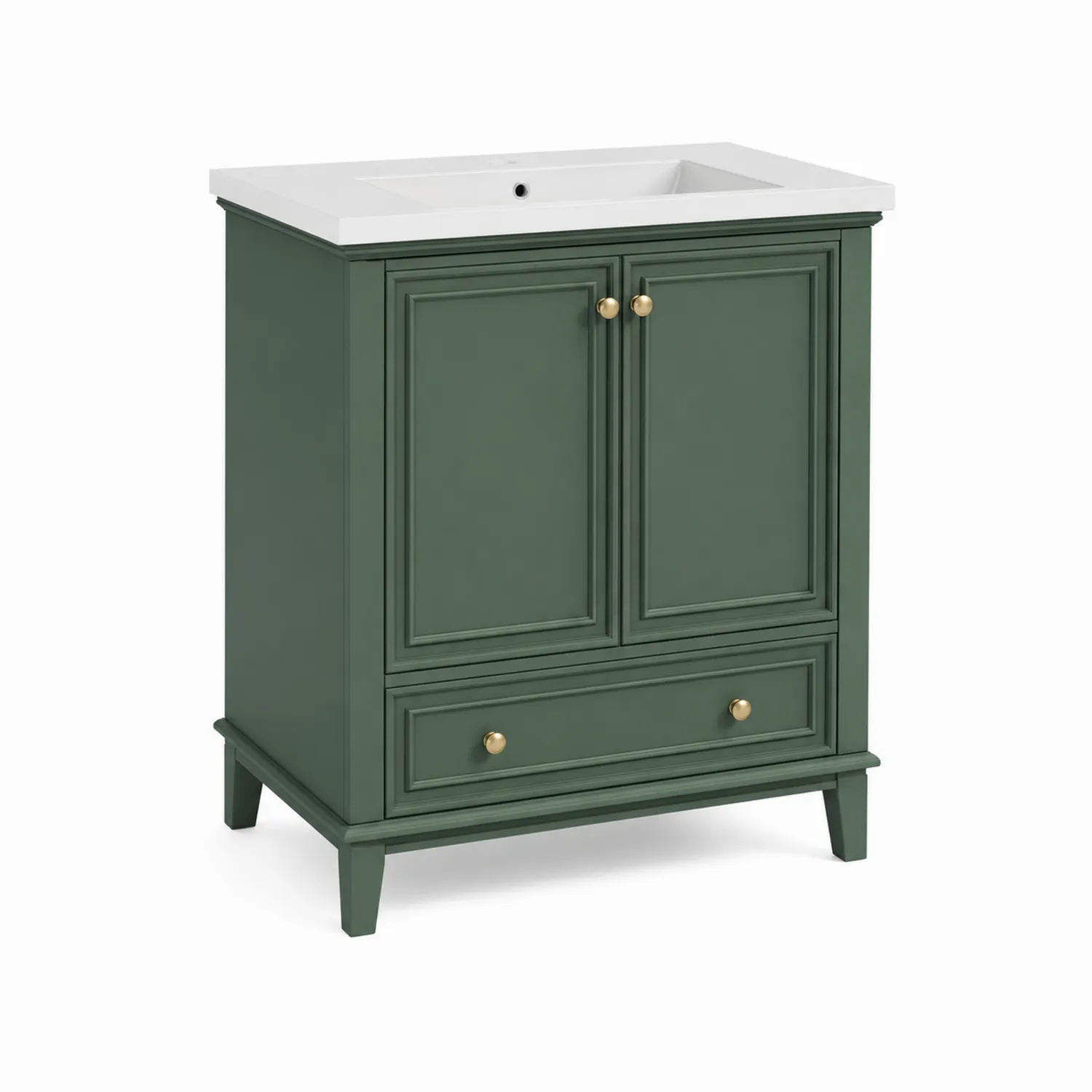 Mobile sottolavabo in legno verde con piano in ceramica-elvexium
