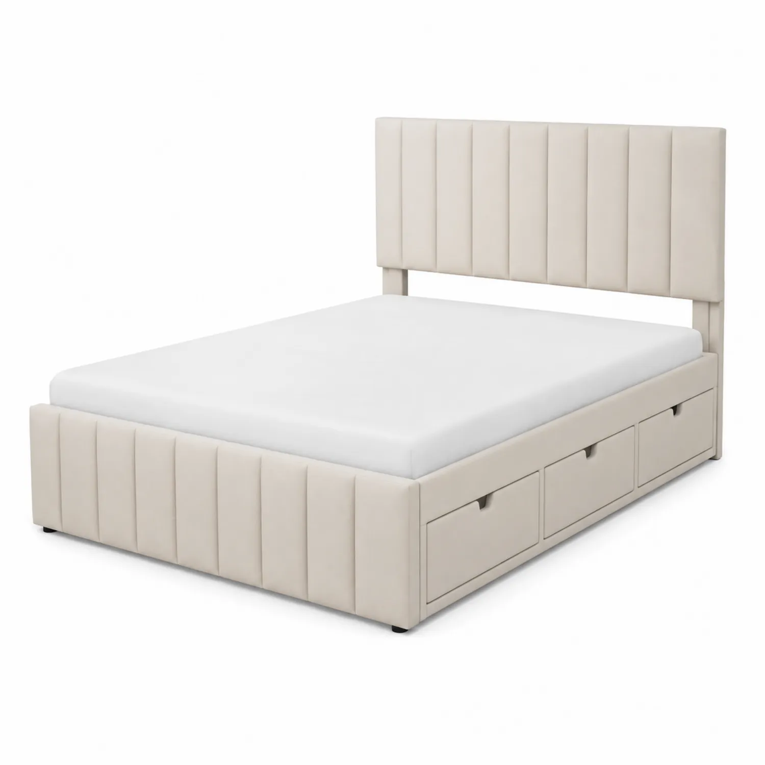 Letto contenitore in tessuto con cassetti 200x160 cm Beige-elvexium