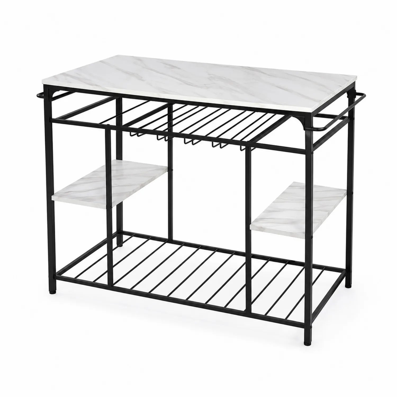 Tavolo Consolle in Metallo con Ripiani in MDF Effetto Marmo-elvexium