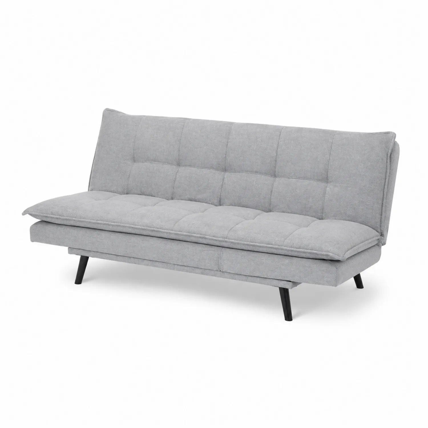 Divano letto in tessuto con piedini in metallo Grigio