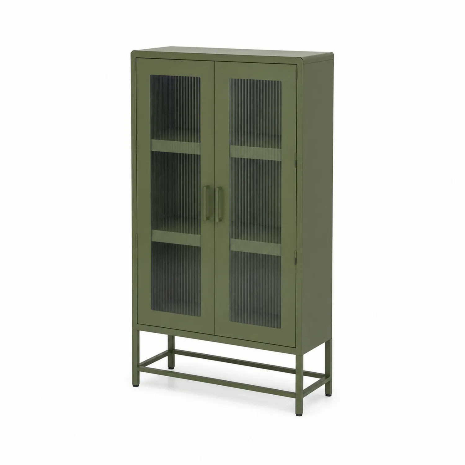 Libreria in Metallo con Ante in Vetro Verde