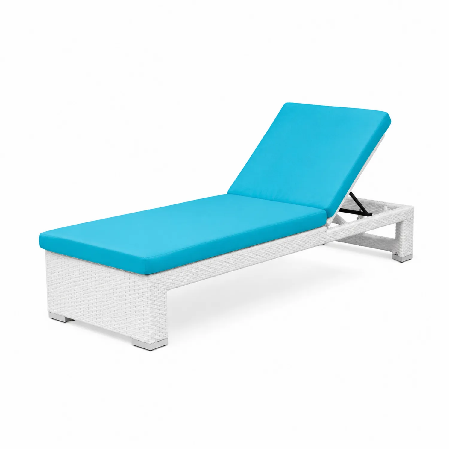 Sdraio da giardino in rattan con cuscino blu