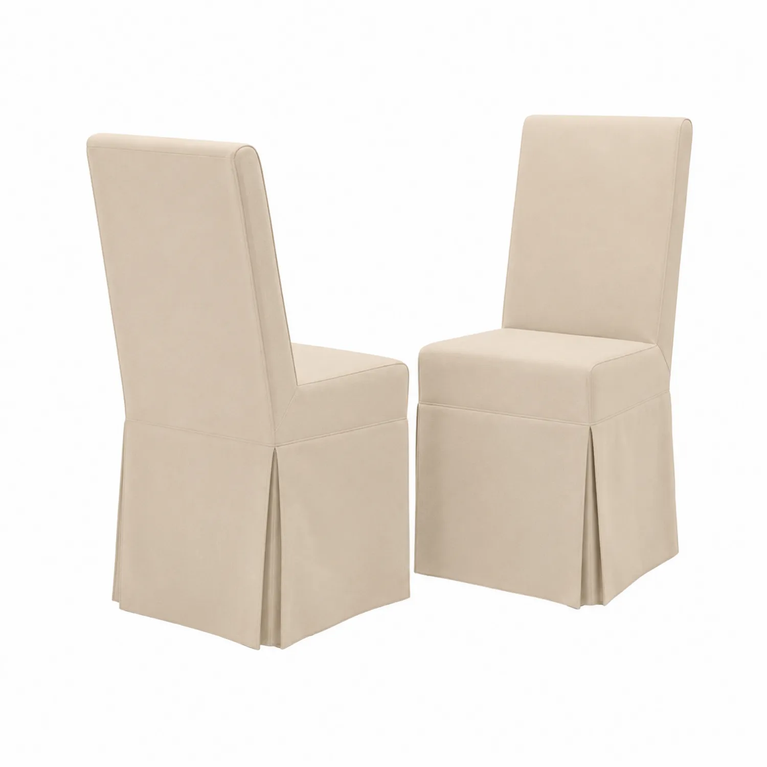 Set di 2 Sedie da Pranzo in Tessuto Beige