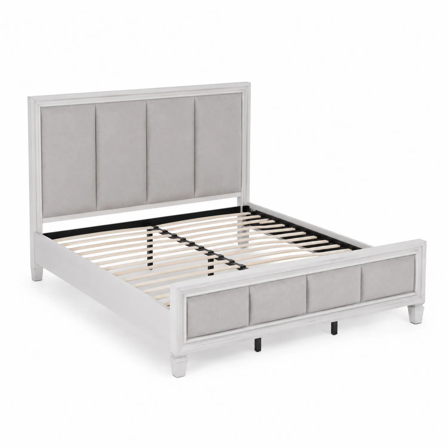 Letto matrimoniale in legno e tessuto grigio 200x160 cm
