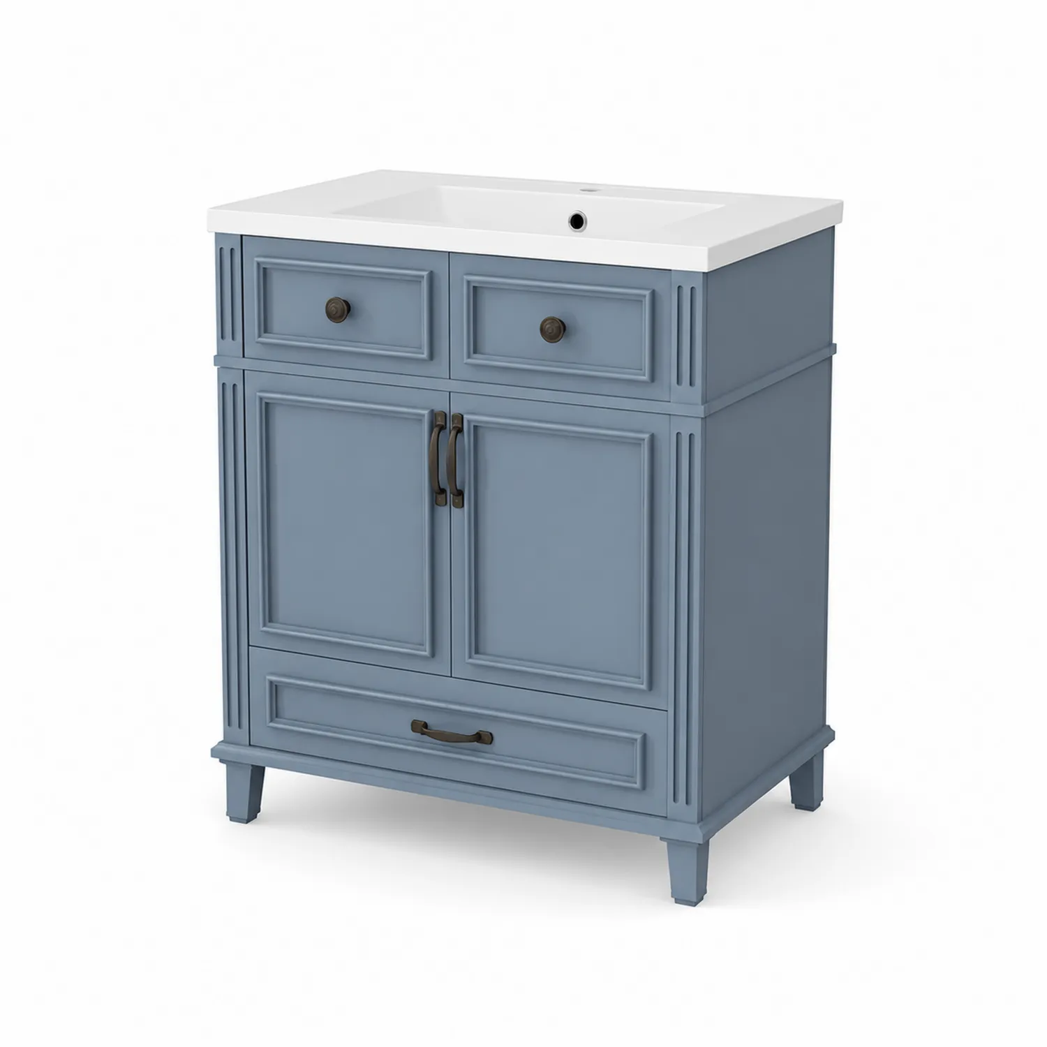 Mobile bagno in MDF con lavabo integrato Blu 60x85x45 cm
