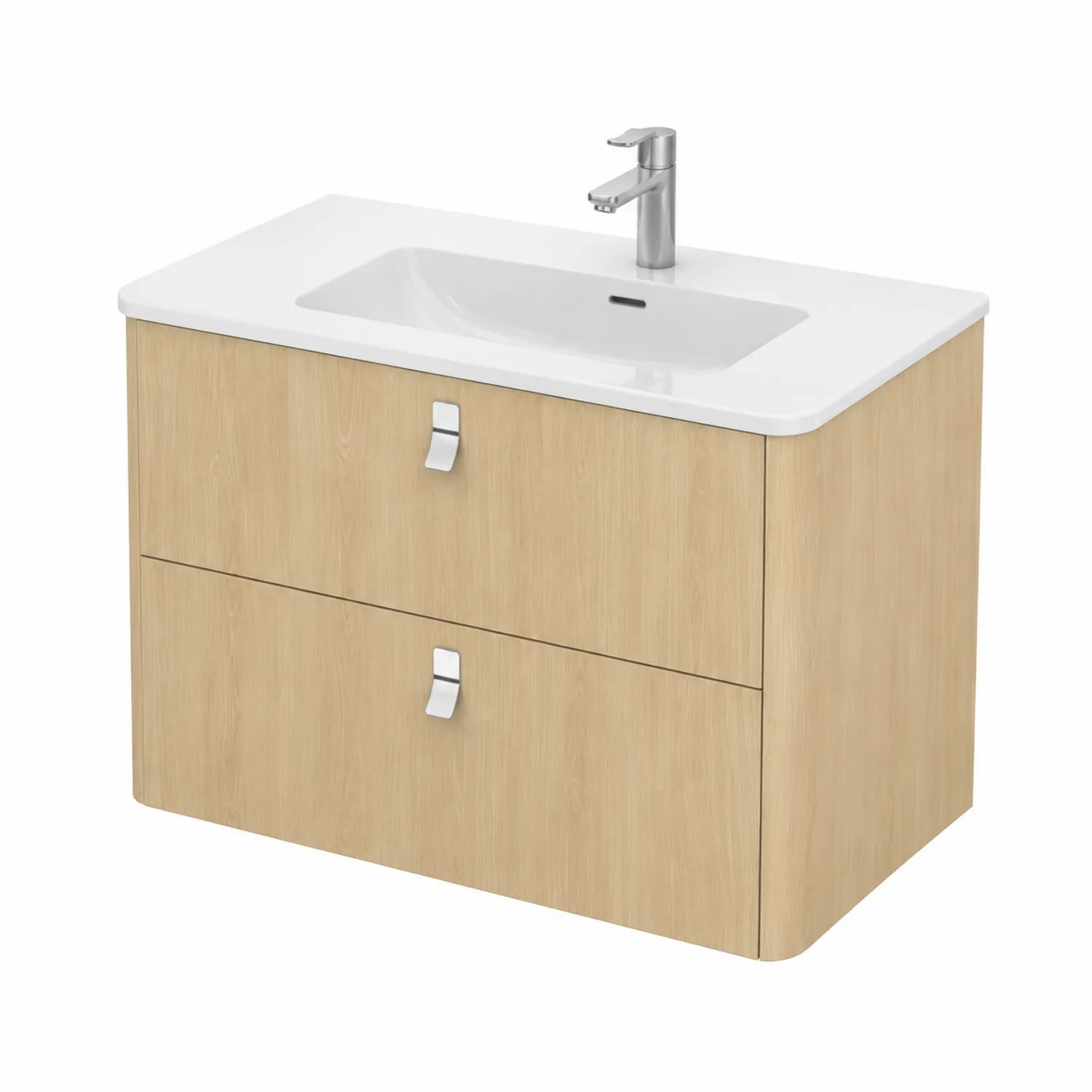 Mobile lavabo in legno con lavabo in ceramica bianca 80x45x55 cm