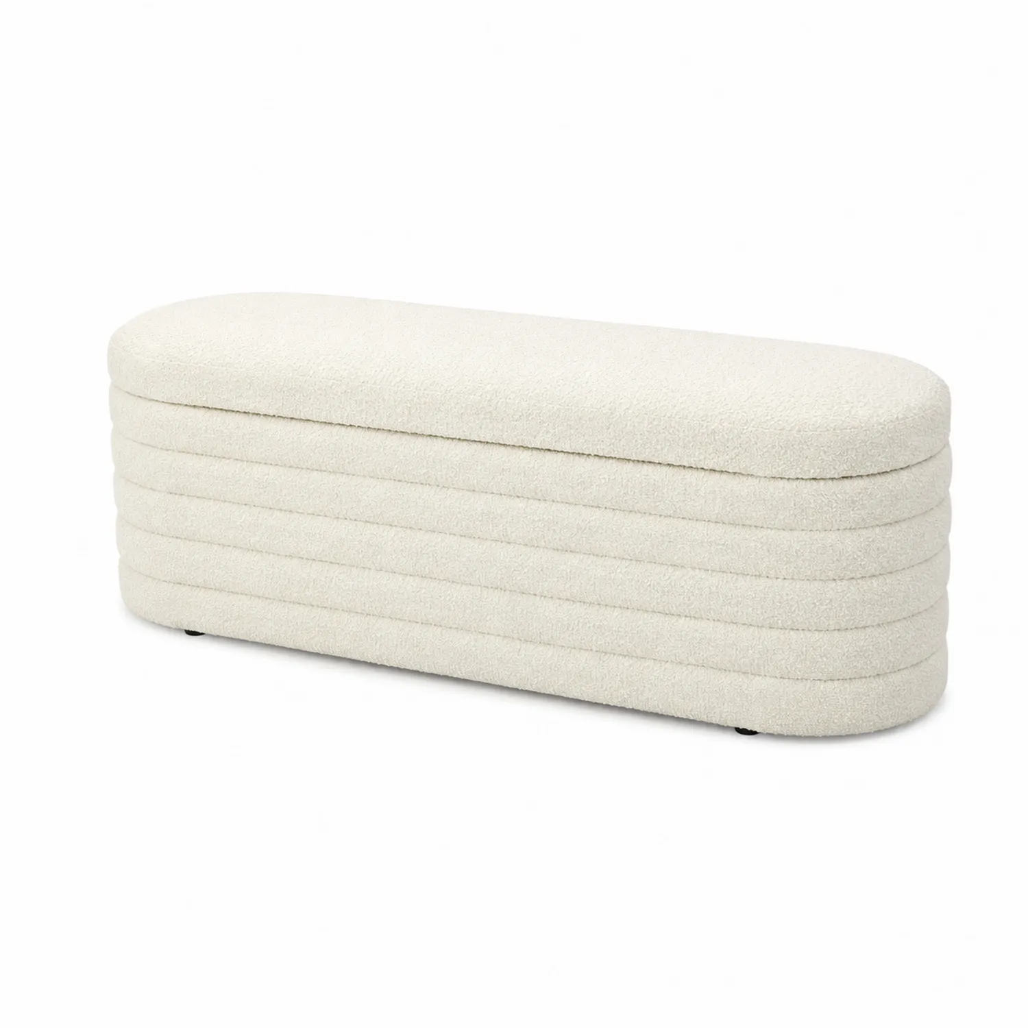 Panca Contenitore Tessuto Bouclé Bianco