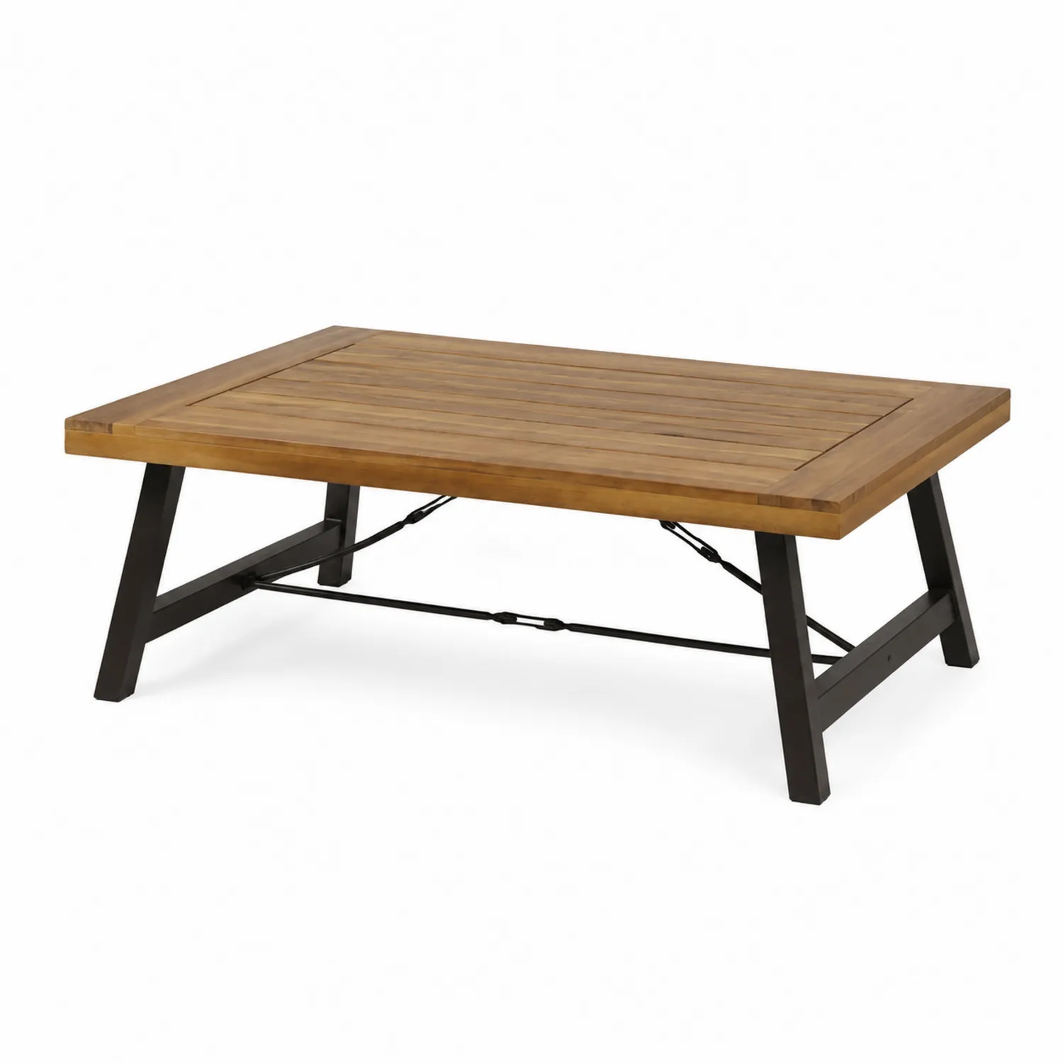 Tavolo da giardino in legno e metallo 140x80x45 cm Marrone/Nero