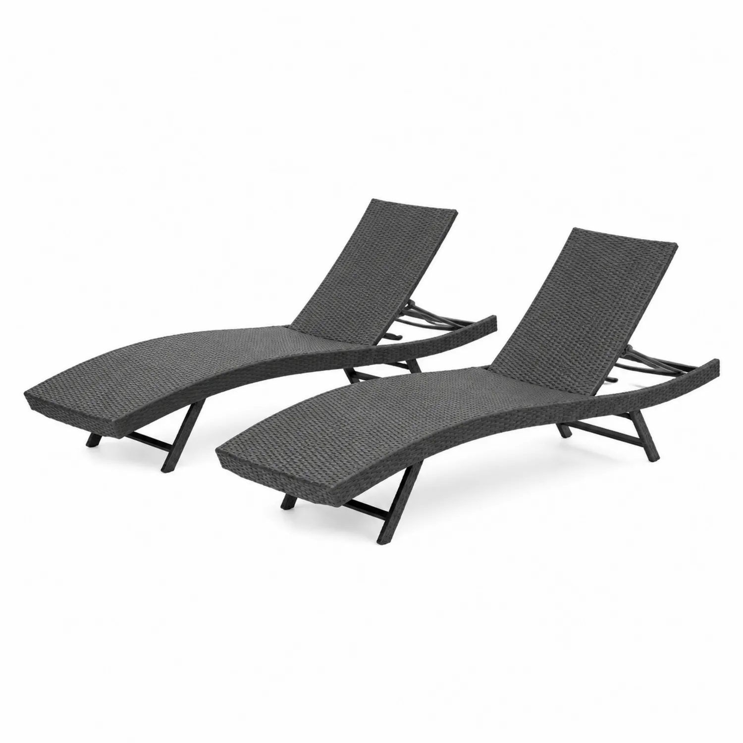 Set di 2 sdraio in rattan sintetico pieghevole
