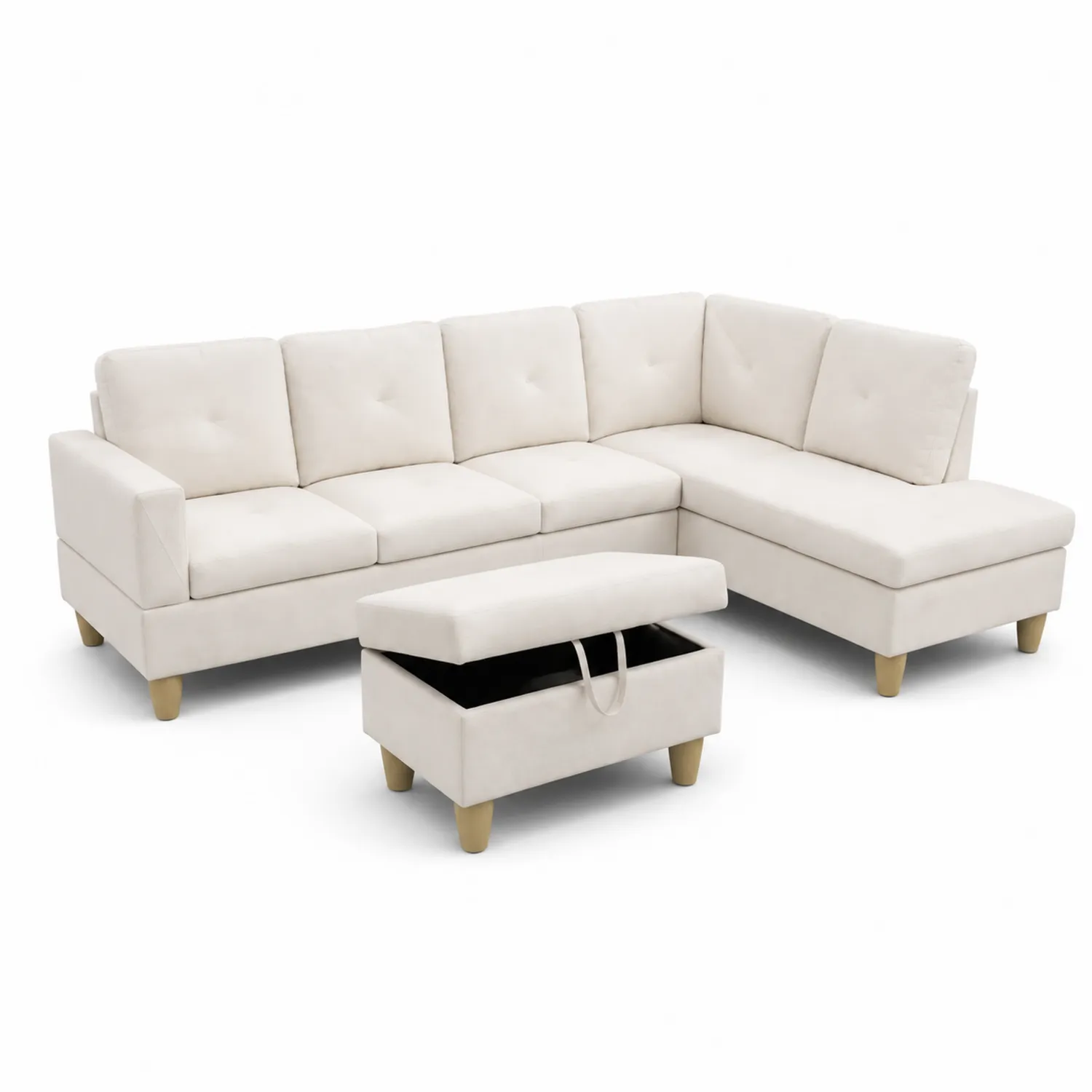 Modulares Ecksofa Textil Beige mit Ottomane