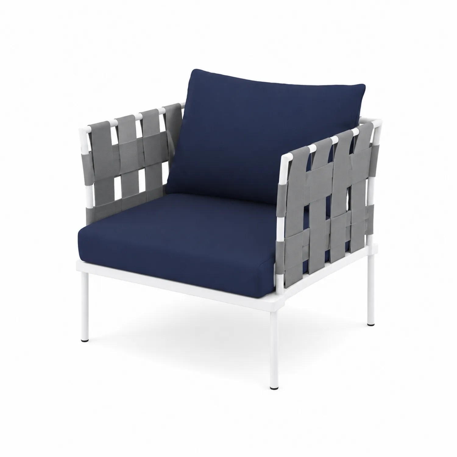 Outdoor-Clubstuhl aus Aluminium mit Polyesterkissen Blau