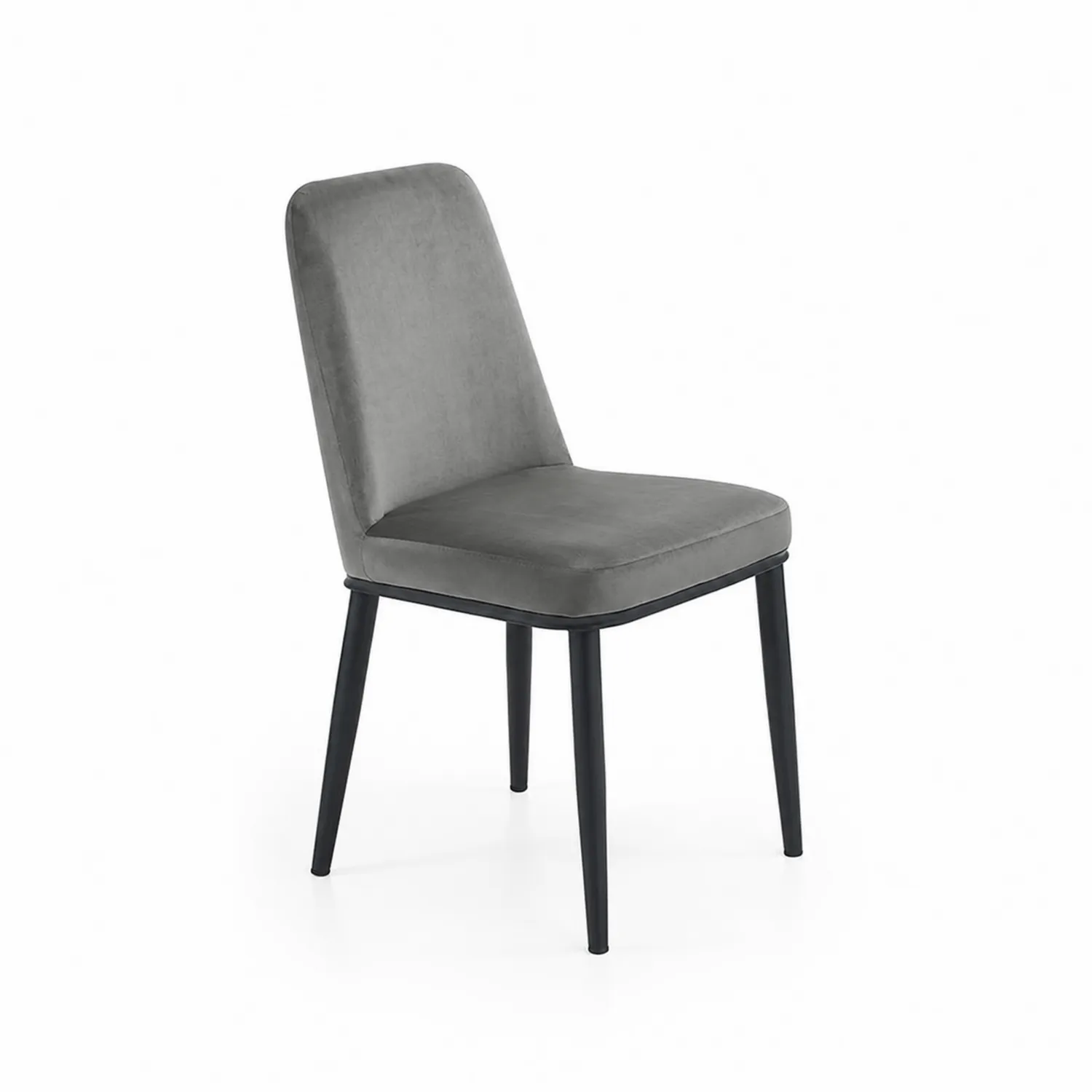 Stuhl aus Velours Grau mit Metallbeinen