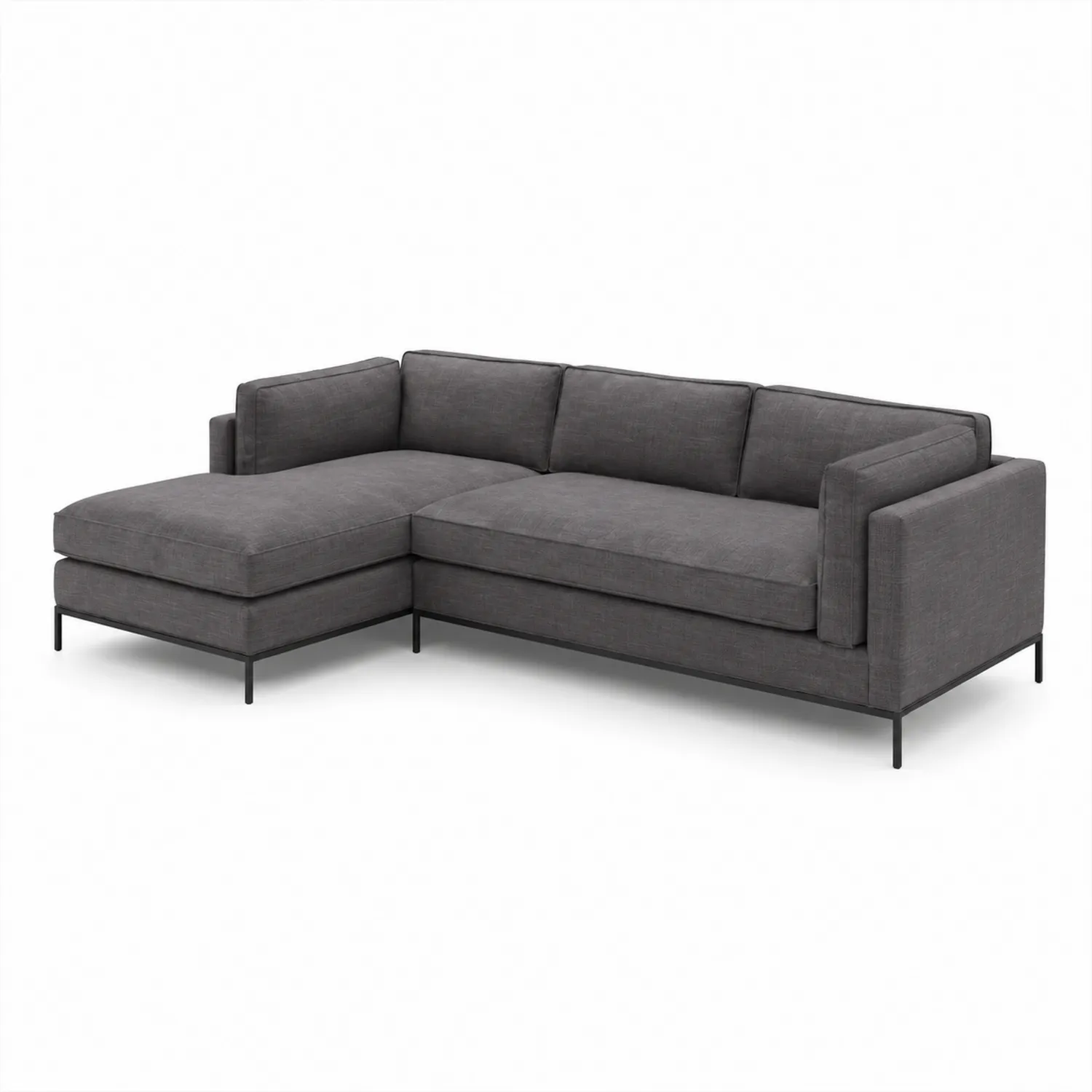 Ecksofa L-Form Stoff Dunkelgrau 280 cm