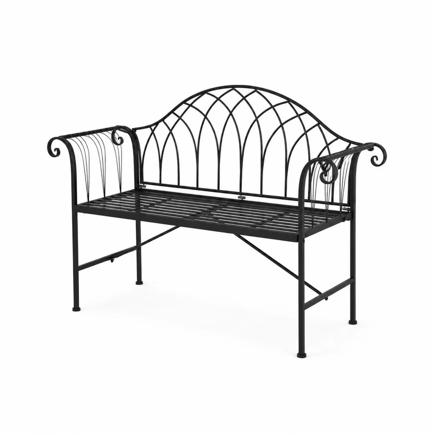 Schwarze Gartenbank aus Metall, 125 cm