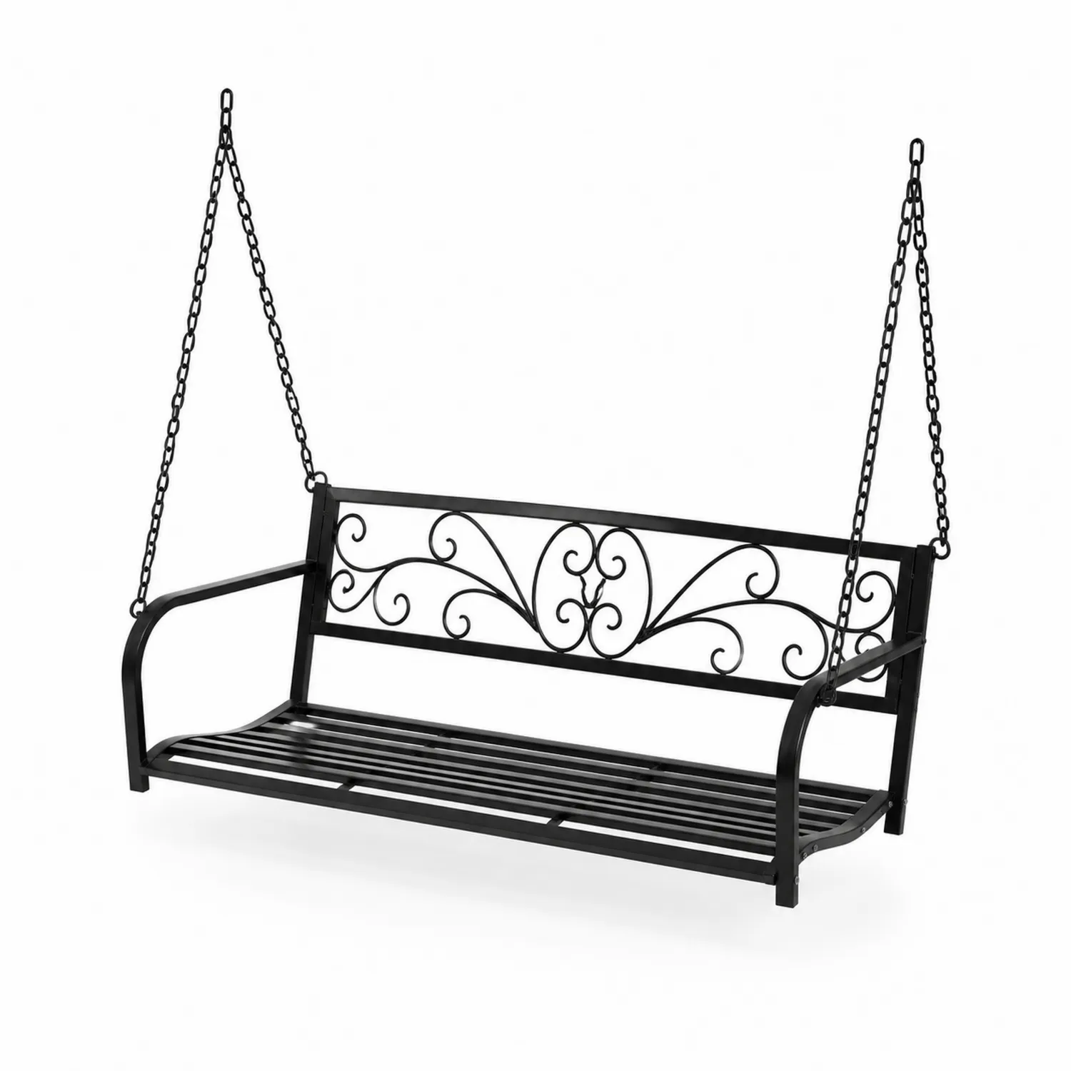 Metall Verandaschaukel Schwarz 150cm