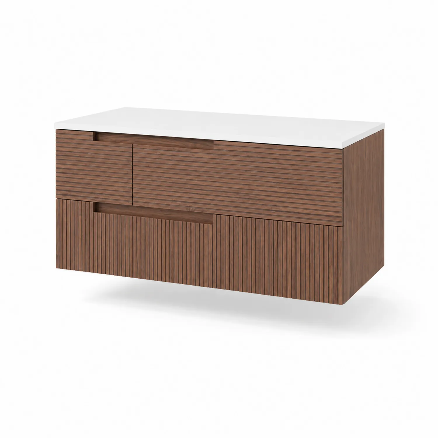 Waschtisch aus Holz mit Mineralwerkstoffplatte 120x55x50 cm Braun/Weiß