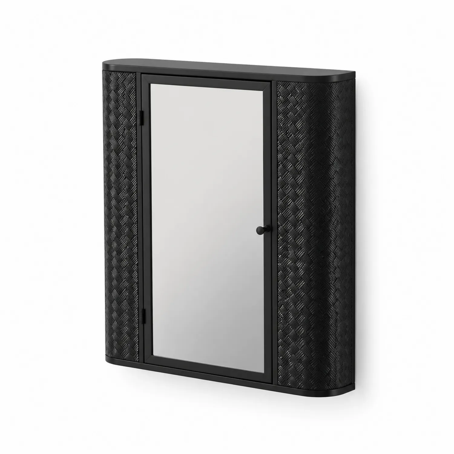 Spiegelschrank aus MDF mit Klarglas Tür Schwarz