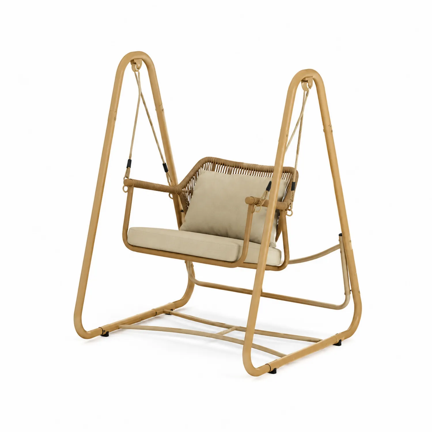 Gartenschaukel aus Metall und Polyestergeflecht Beige 120cm