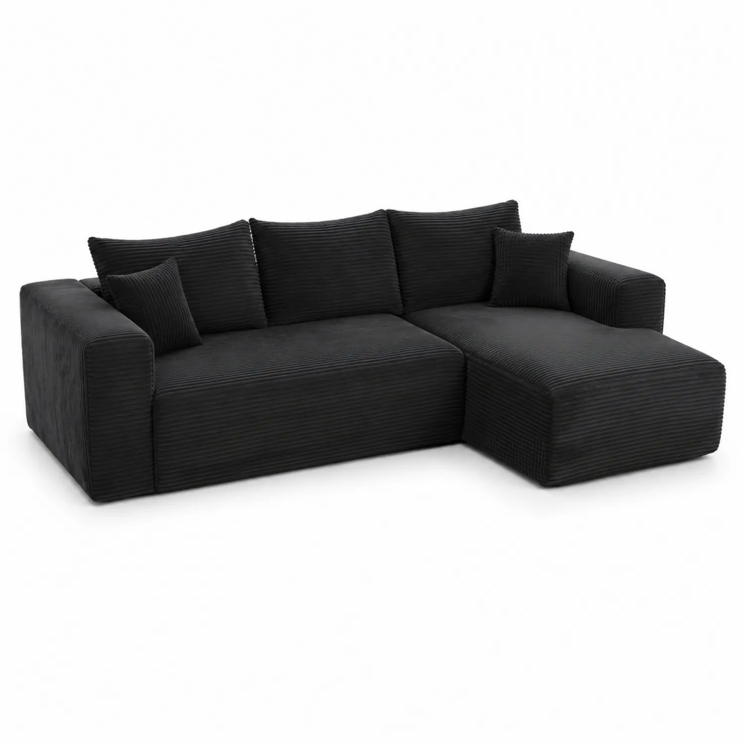 Ecksofa Cordstoff Schwarz 230x150x85 cm