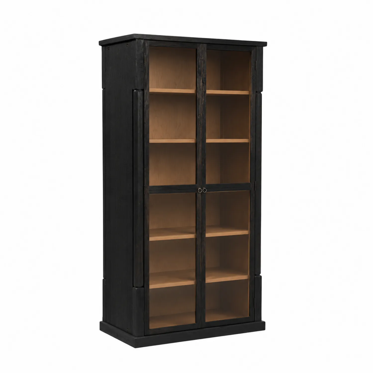 Buffetschrank aus Holz mit Glastüren Schwarz/Natur