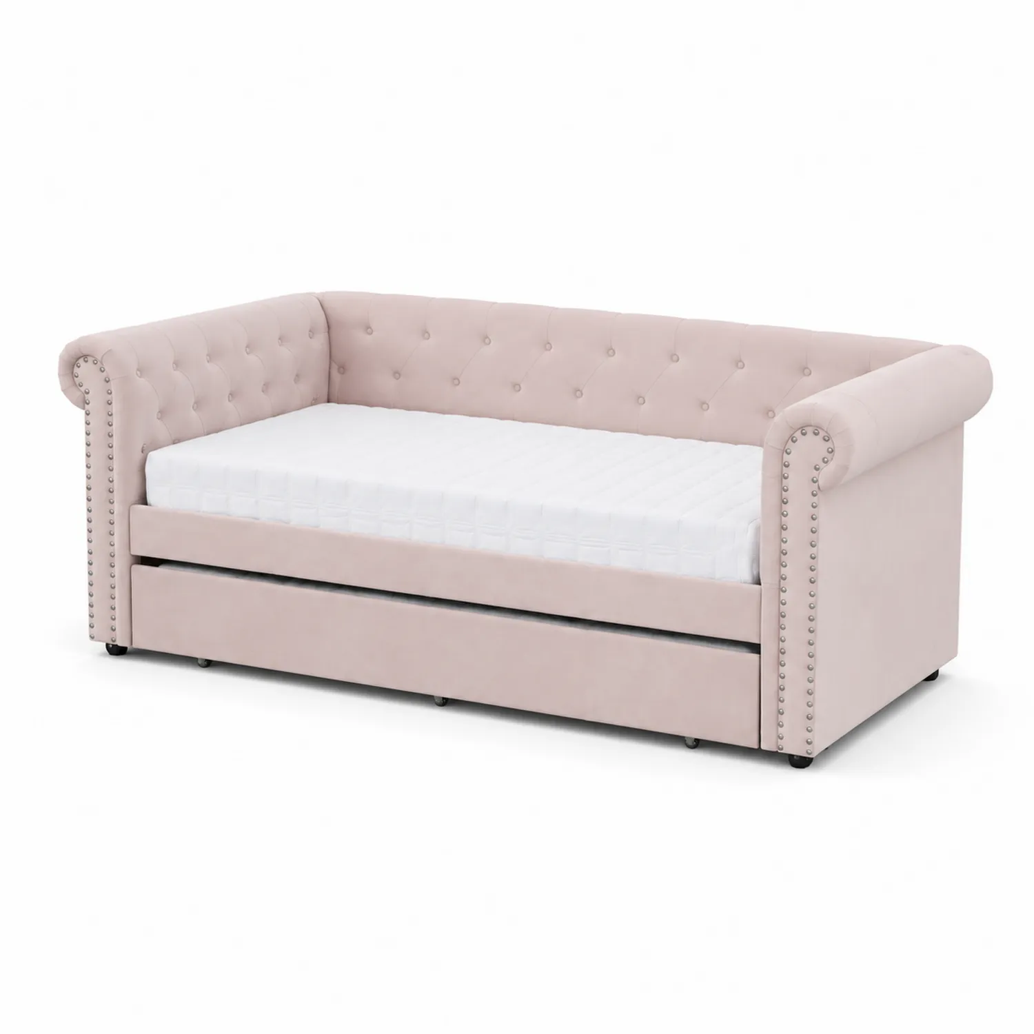 Tagesbett Velours Rosa mit Schubladen 200x90x80 cm