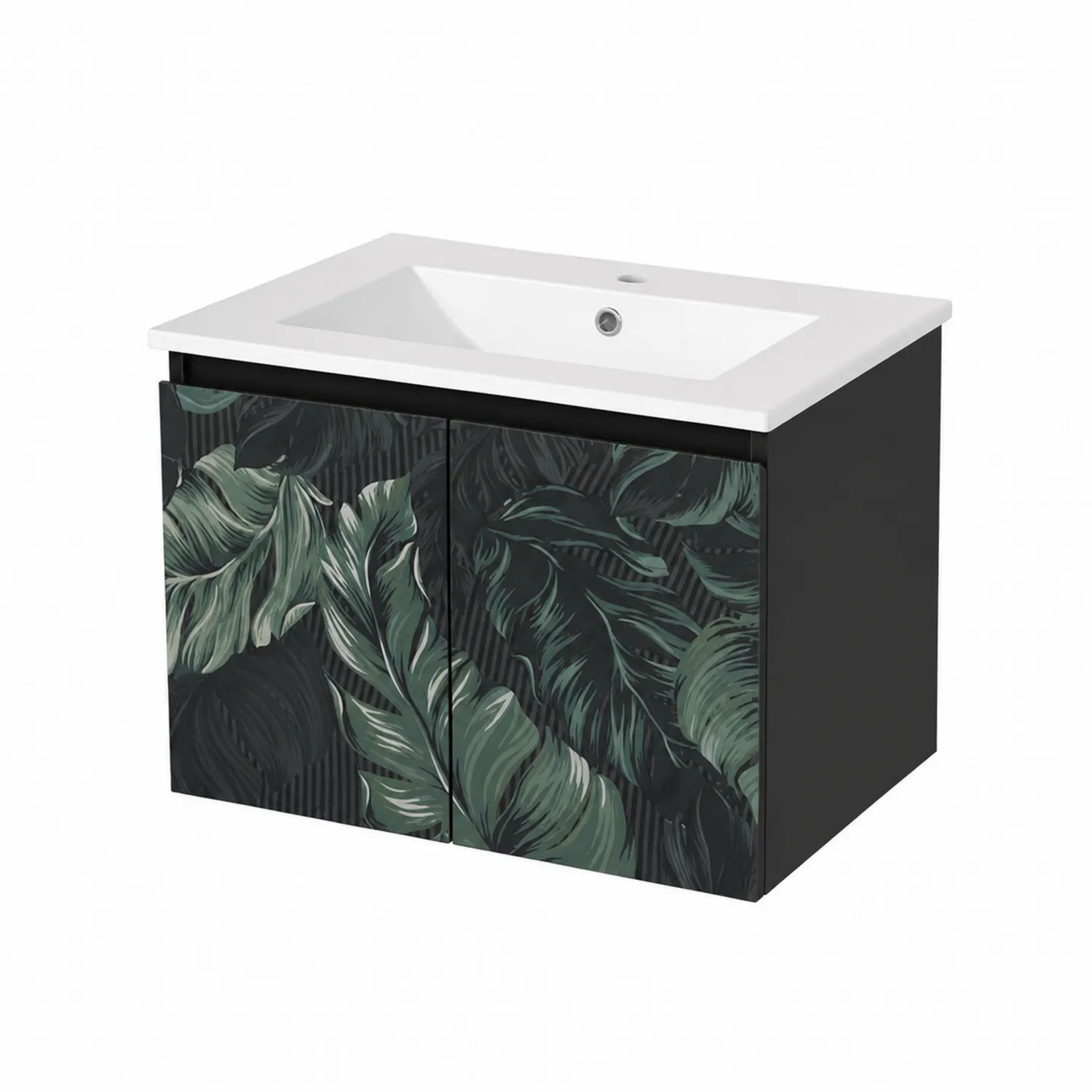 Waschbeckenunterschrank mit Keramikwaschbecken 60x45x60 cm Schwarz/Grün
