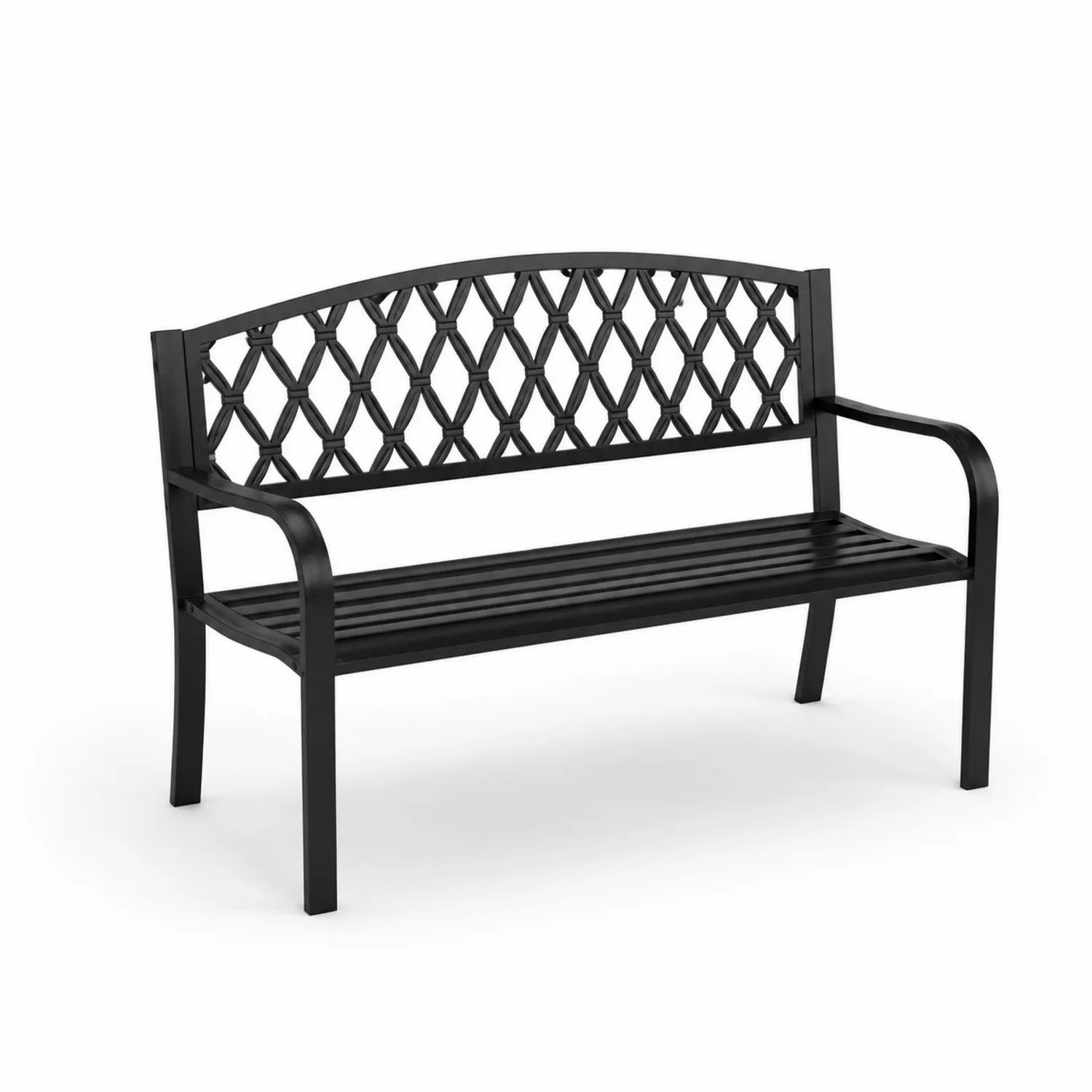 Metall Gartenbank mit Gitterdesign Schwarz