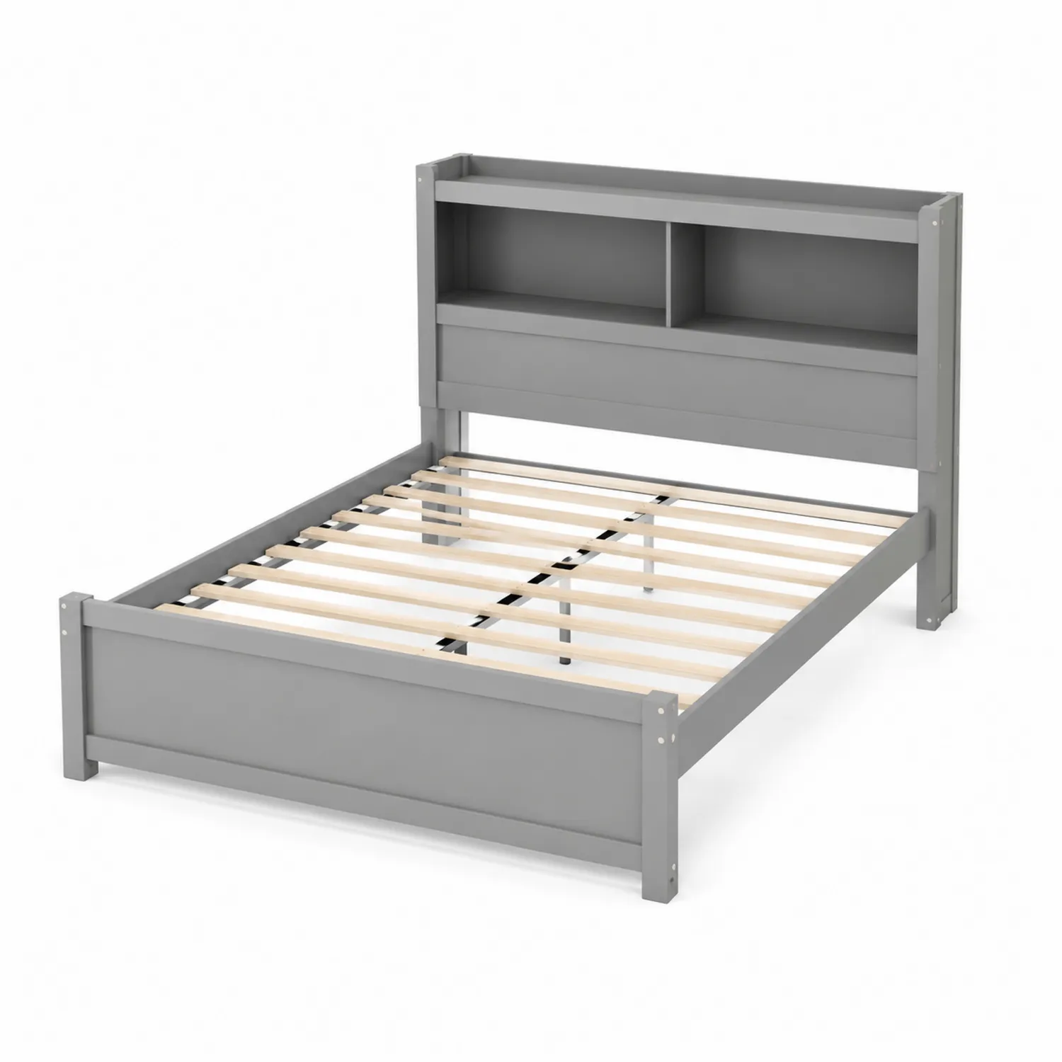 Bett mit Stauraum Grau Massivholz 200x140 cm