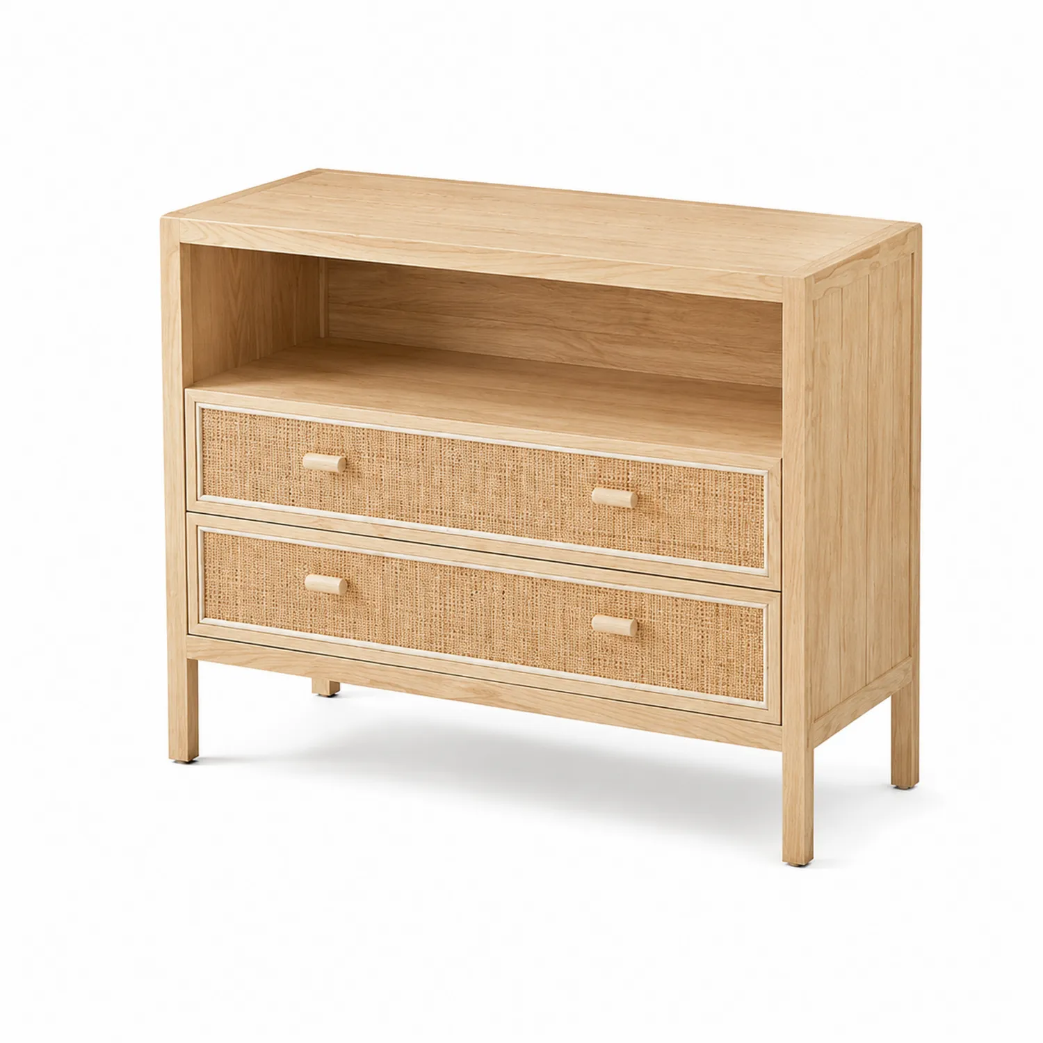 Sideboard aus Eichenholz und Rattan, 80x40x75 cm